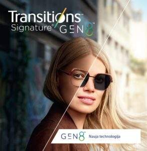 Transitions Gen8 naujos kartos fotochrominiai lęšiai! Vizija optika